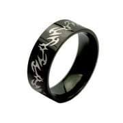 Black Stainless Steel Tribal Gothic Band 8mm Ring
