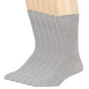 Mens Cotton Dress Trouser Suit Mid Calf Socks, Grey, Large 10-13, 6 Pack