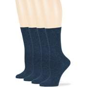 Womens Cotton Dress Crew Socks, Light Navy, Medium 9-11, 4 Pack