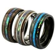 Metals Jewelry Men's/Women's Stainless Steel Polished 6mm Faux Opal Inlay and Abalone Inlay Ring Size 11.5