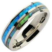 Metals Jewelry Men's/Women's Stainless Steel Polished 6mm Faux Opal Inlay and Abalone Inlay Ring Size 11.5