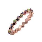 Rose Gold Plated Stackable Wedding Band Cubic Zirconia Ring