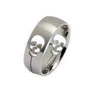 Brushed Stainless Steel cut out Skull Ring Comfort Fit