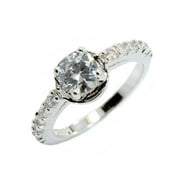 18K White Gold Plated Wedding Band Round Cubic Zirconia Ring