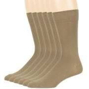 Mens Cotton Dress Business Crew Socks, Khaki, Large 10-13, 6 Pack