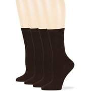 Womens Cotton Dress Crew Socks, Dark Brown, Medium 9-11, 4 Pack