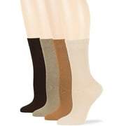 Womens Cotton Assorted Socks, Brown, Khaki, Golden Brown, Light Beige, Medium, 4 Pack
